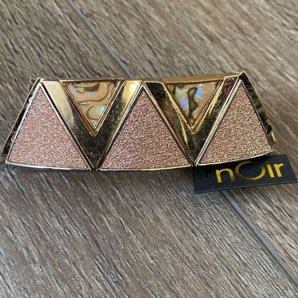 nOir Jewelry Gold + Rose-gold Shimmer Geometric Cuff Mother of Pearl Nordstrom - Picture 5 of 6